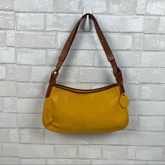 i santi Italian Pebbled Leather Yellow Shoulder Bag, Women's - Picture 2 of 9